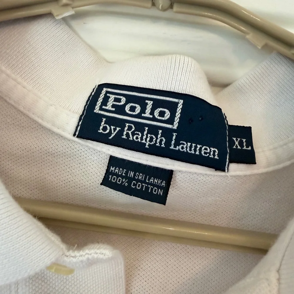 Polo Ralph Lauren Mens XL White Short Sleeve RLPC Crest Number 4 Polo Shirt